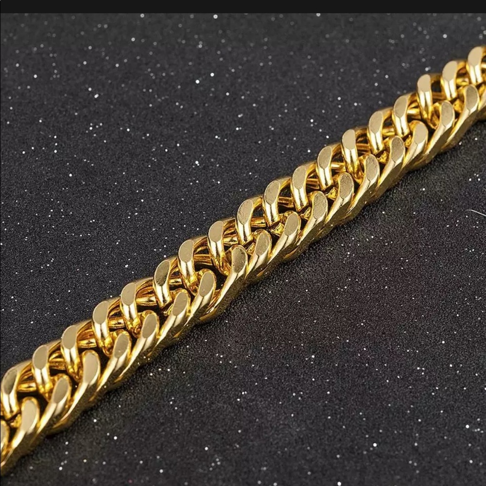 NEW STAINLESS 18K GOLD LINK CHAIN CURB BRACELET - Picture 10 of 10